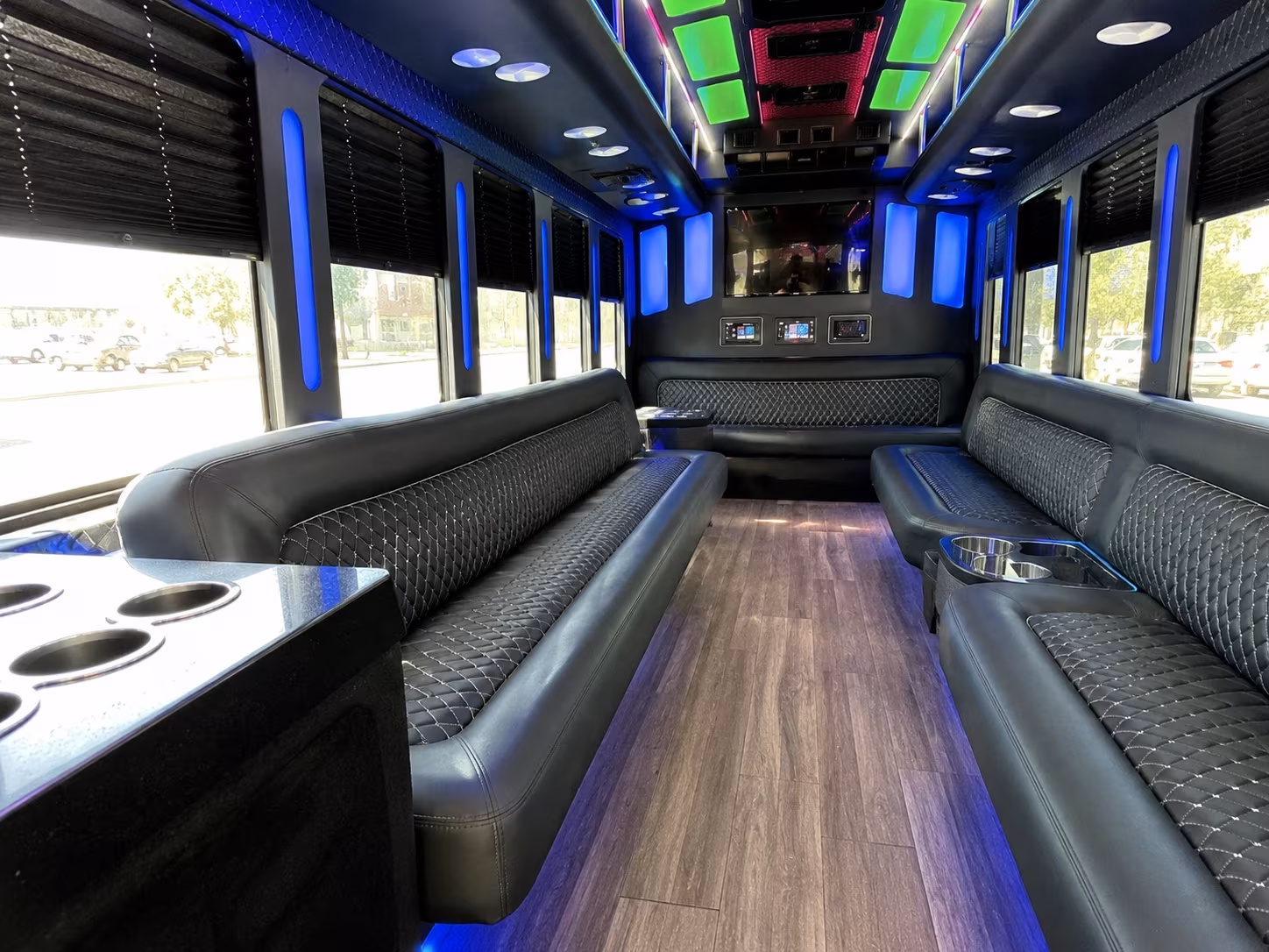 lacey 15 passenger party bus inside