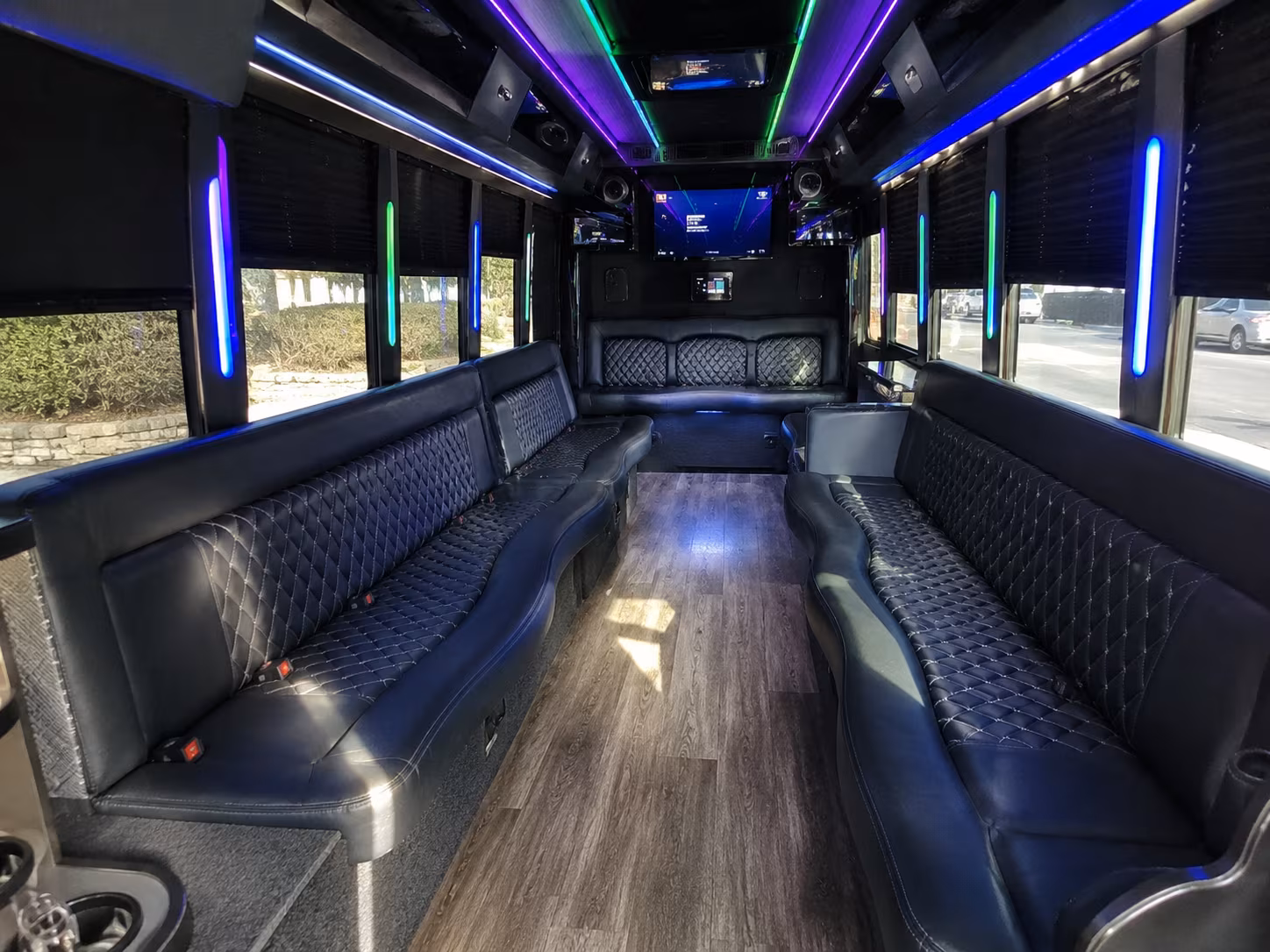 lacey 15 passenger party bus interior