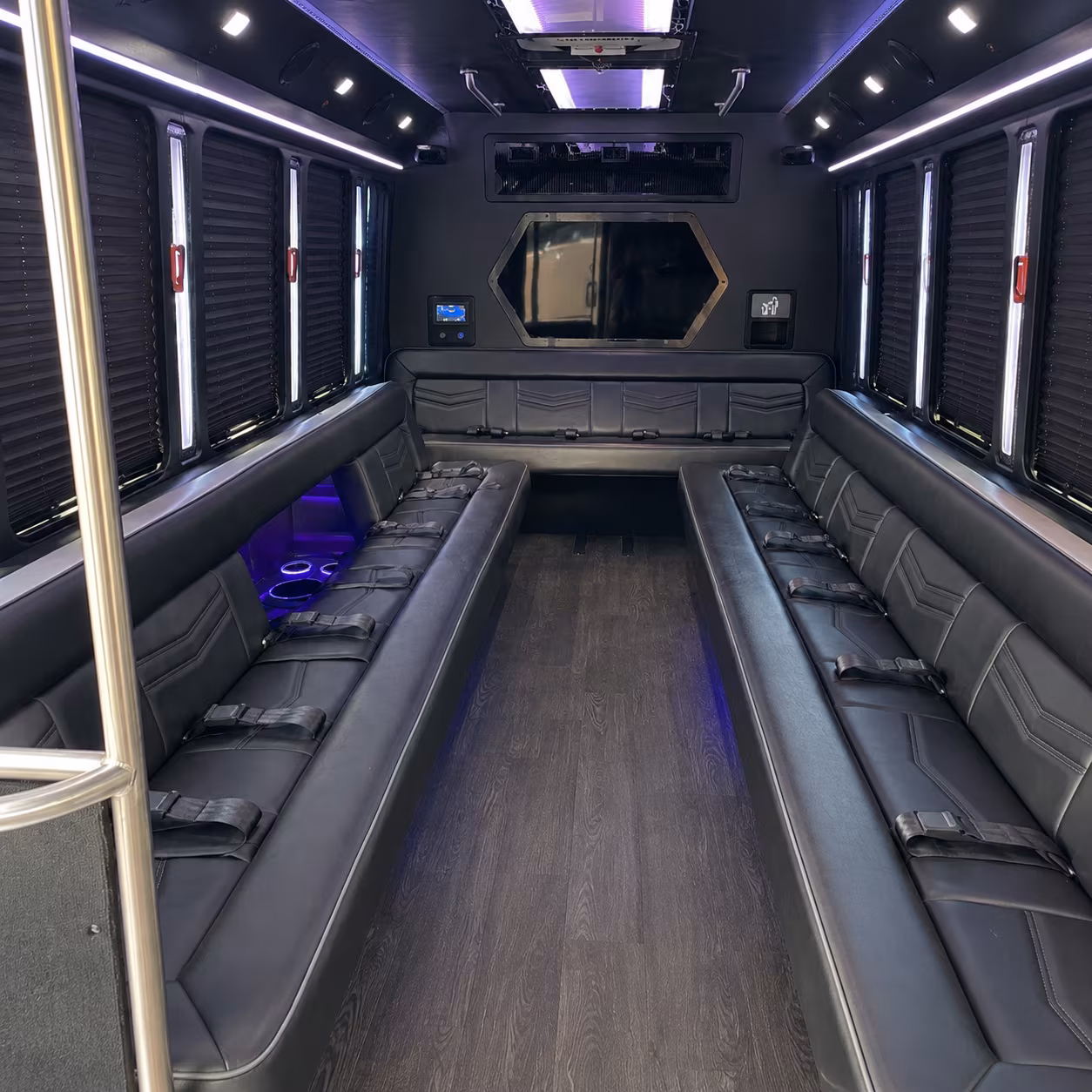 lacey 18 passenger party bus interior
