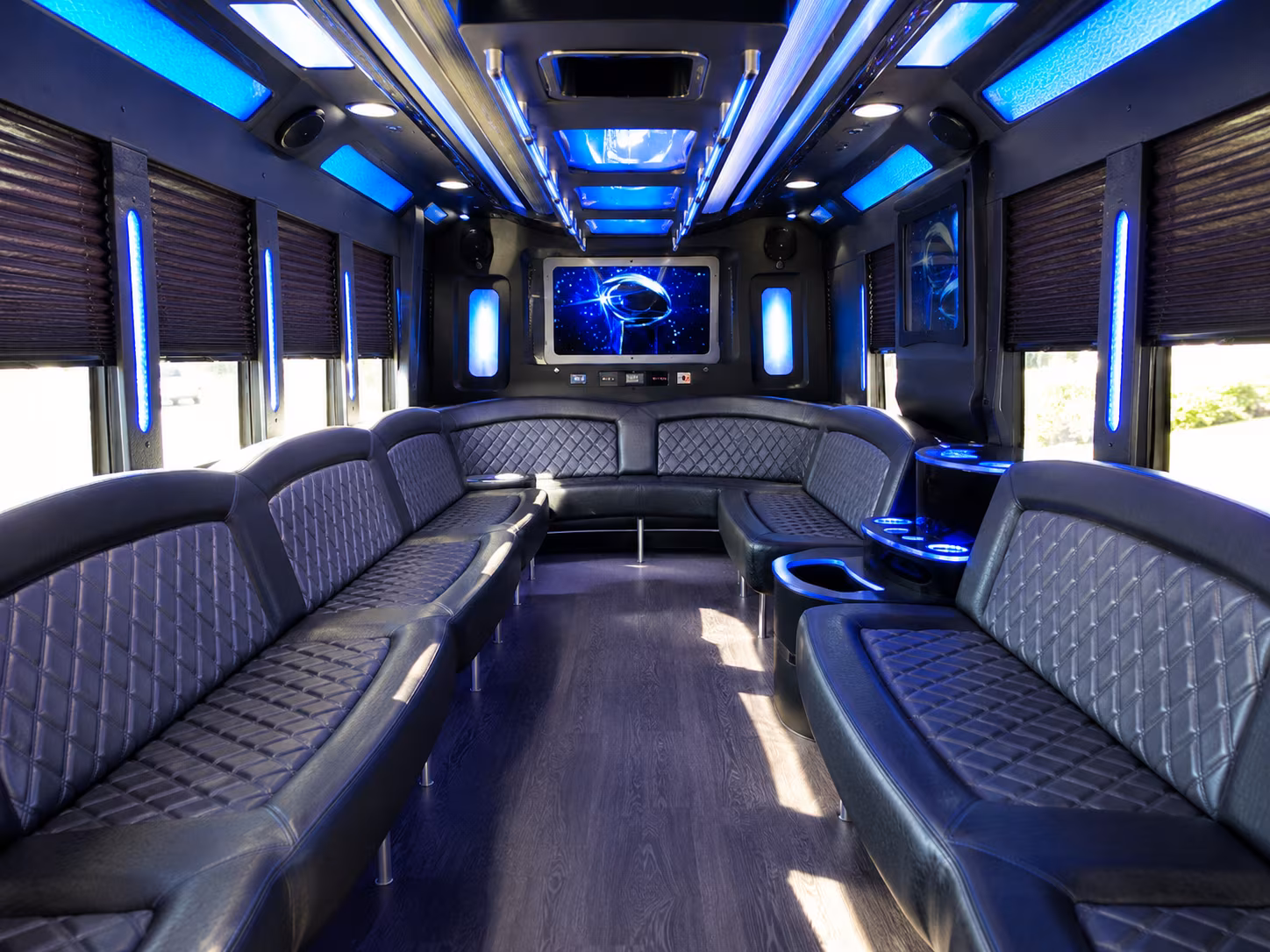 lacey 28 passenger party bus inside