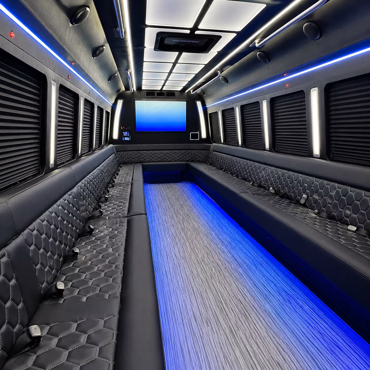 lacey 50 passenger party bus inside