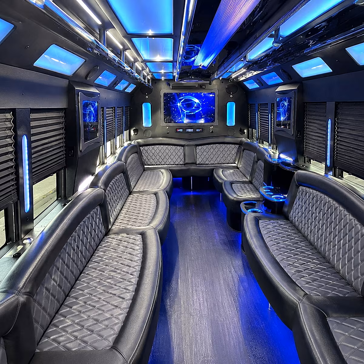 lacey 50 passenger party bus interior